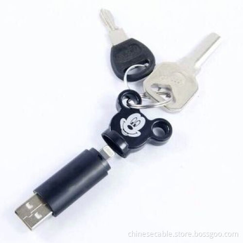 Mickey head mini Key Chain 8-pin USB Cable with Charge and Sync Function